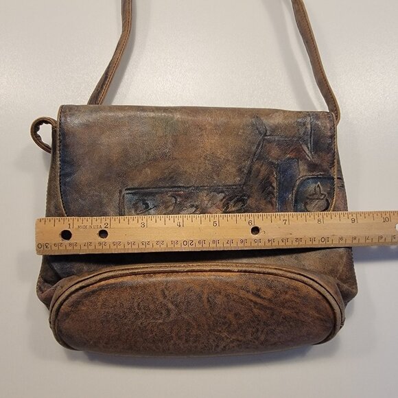 Jane Yoo Bag Wearable Art Hand Painted Signed Leather Crossbody Handbag Vintage - Picture 9 of 12